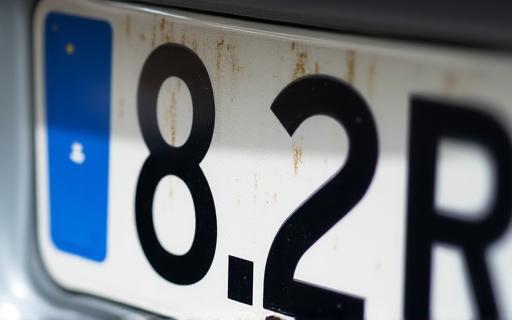 A close-up of a European license plate.