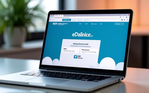 Laptop screen showing the eDalnice portal homepage.