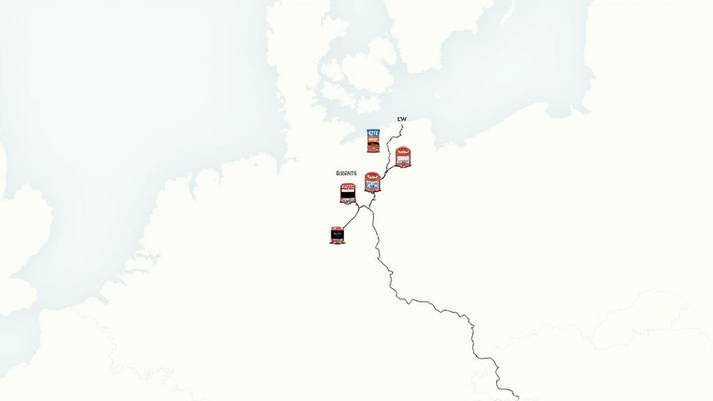 A map of the northern Czech Republic showing highways and common purchase locations for the e-vignette, including border areas with Germany and Poland.